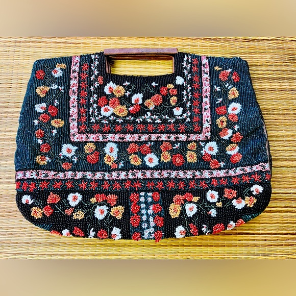 Anthropologie Fully Beaded Clutch Satchel bag - Picture 1 of 10